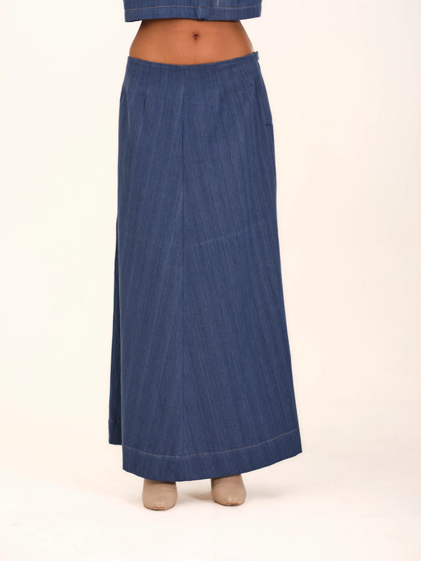 The Indigo Ease Structured A-Line Skirt