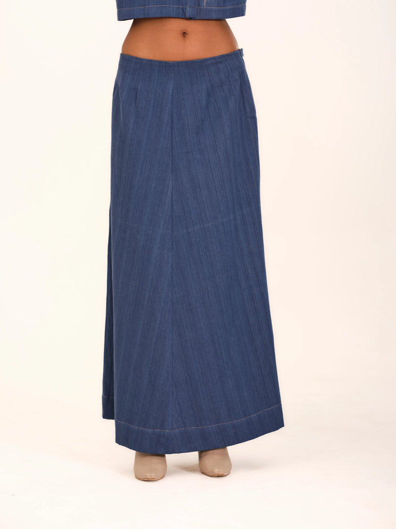 The Indigo Ease Structured A-Line Skirt