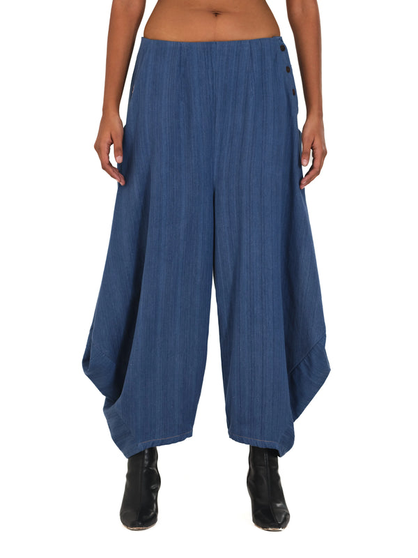 The Indigo Drift Draped Trousers