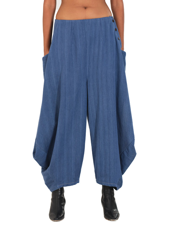 The Indigo Drift Draped Trousers