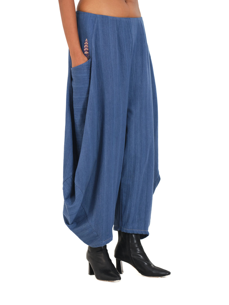 The Indigo Drift Draped Trousers