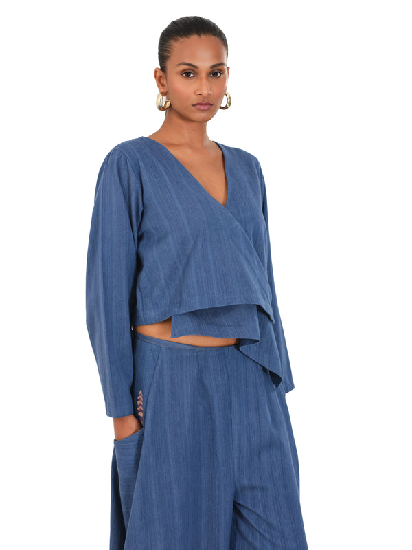 The Indigo Whisper Overlapping A-Line Top