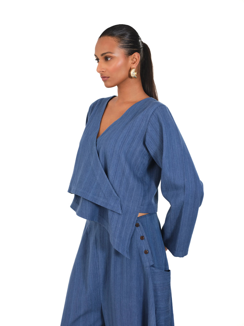 The Indigo Whisper Overlapping A-Line Top