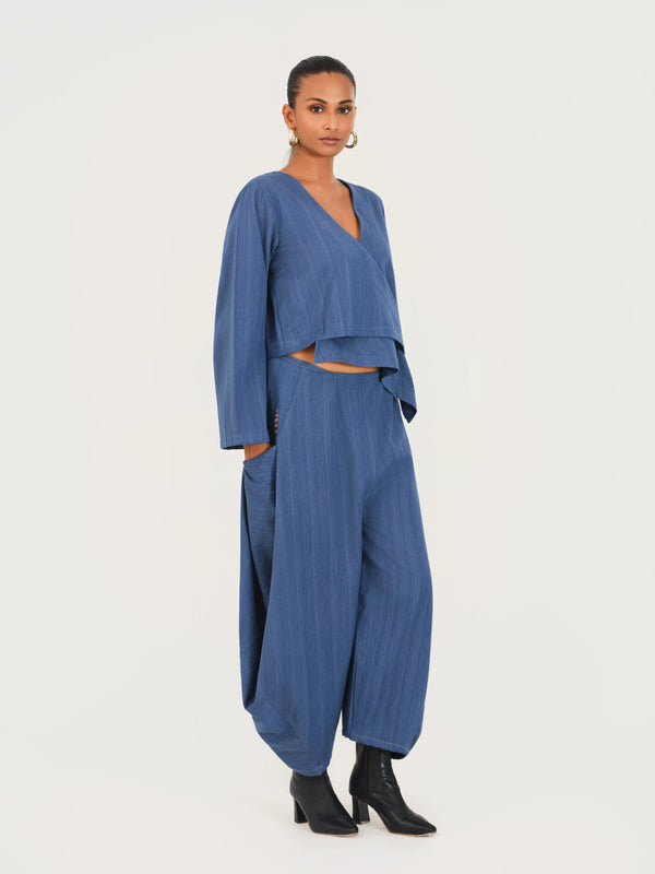 Asymmetrical Top & Cowl Pants