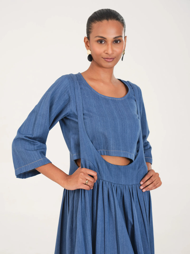 Strap Line Dress & Straight-Cut Crop Top