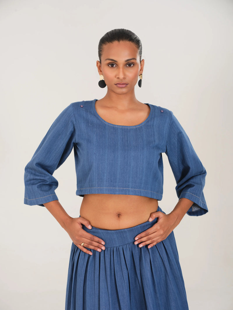 The Indigo Still Structured Crop Top