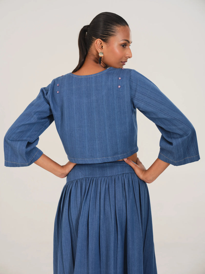 The Indigo Still Structured Crop Top